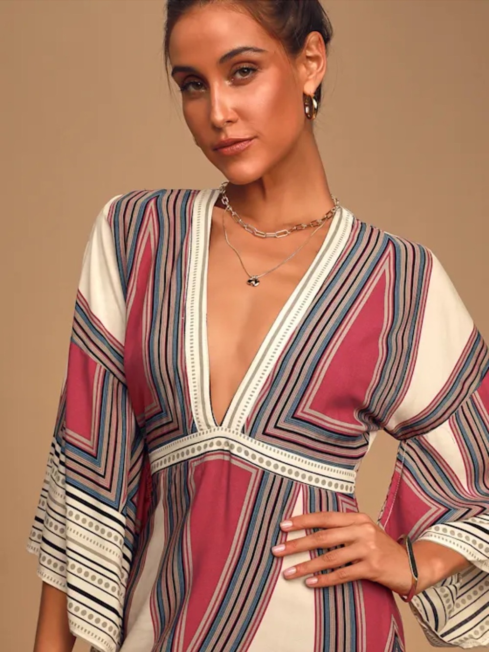 Lulus Montecito Cream Print Maxi Dress NWT - Picture 4 of 10